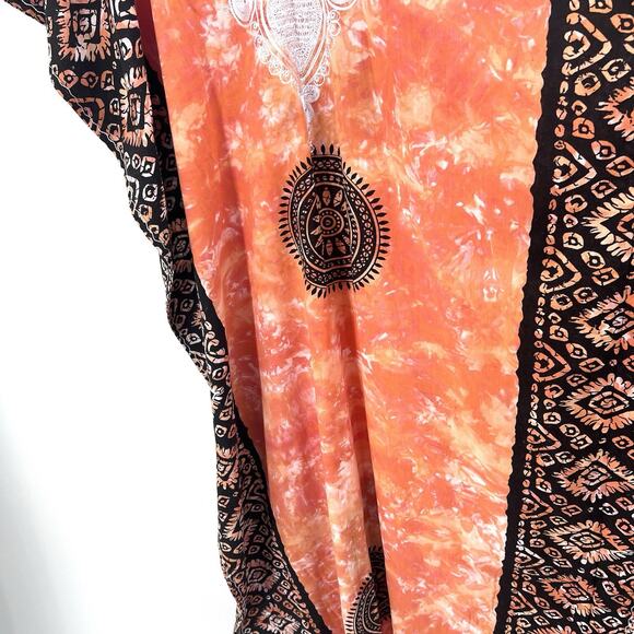 Vintage Handmade Boho Tie Dye Embroidered Mumu Kaftan Dress One Size - Picture 5 of 6